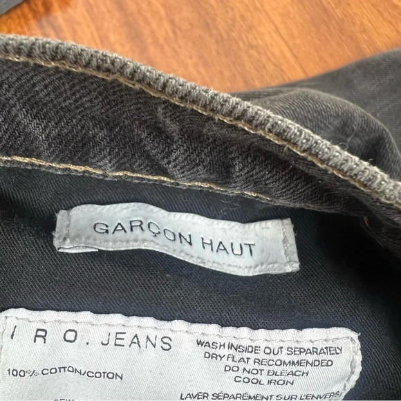 Iro High Rise Straight Leg Raw Hem Washed Black Jeans Size 27 - Picture 5 of 5